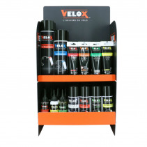 PRESENTOIR VELOX AVEC PRODUITS ENTRETIEN (HUILES GRAISSES LUBRIFIANTS NETTOYANTS) POUR COMPTOIR - MONTAGE FACILE  (OFFRE DE