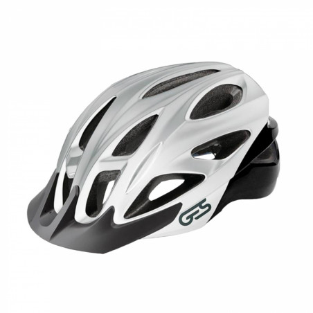 CASQUE VELO ADULTE GES VTT-GRAVEL REVO ARGENT IN-MOLD TAILLE 54-58 AVEC VISIERE ET FIT-SYSTEM (VENDU EN BOITE)