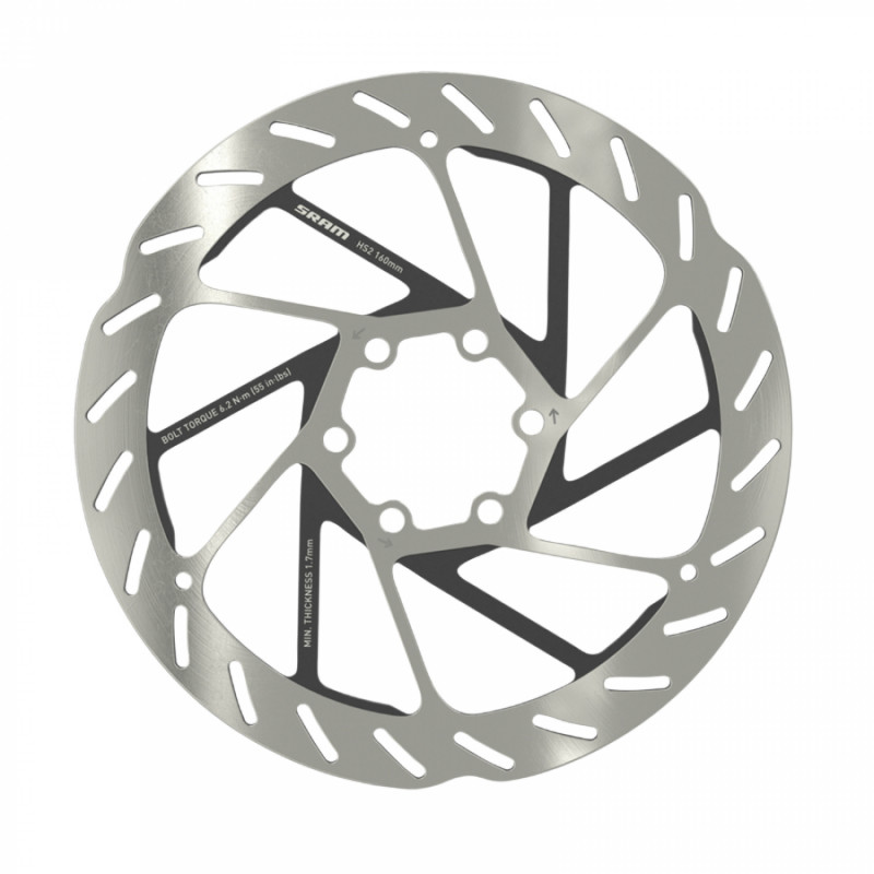 Disque de frein vtt 6 trous Sram hs2 160mm argent (bord arrondi)