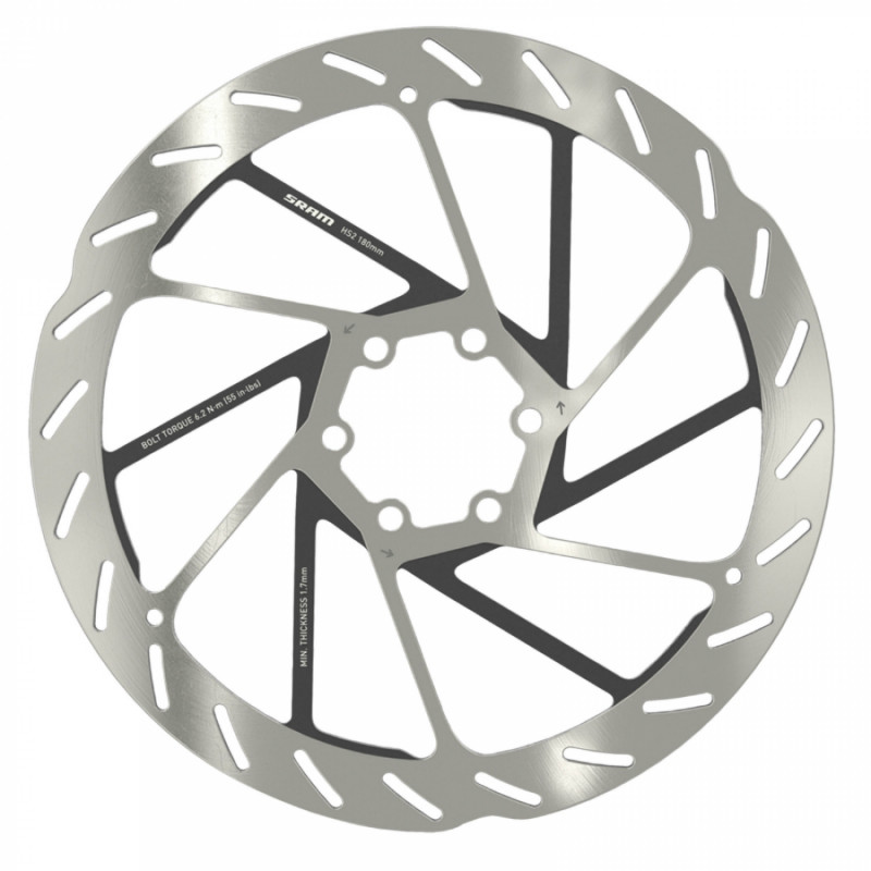 Disque de frein vtt 6 trous Sram hs2 180mm argent (bord arrondi)