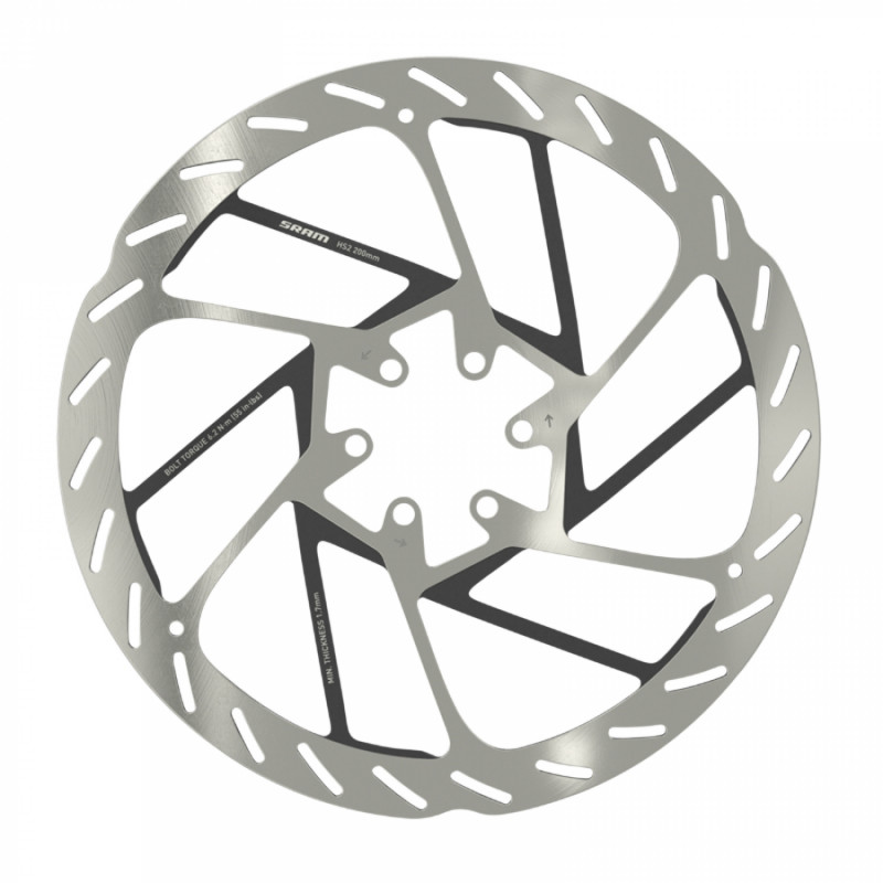 Disque de frein vtt 6 trous Sram hs2 203mm argent (bord arrondi)
