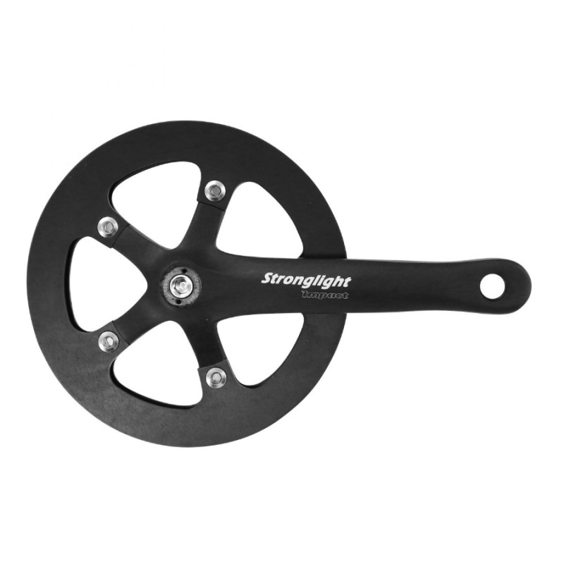 PEDALIER ROUTE STRONGLIGHT 8V. IMPACT S NOIR 170mm 42dts AVEC CARTER POUR TRANSMISSION AVEC TENDEUR DE CHAINE (AXE CARRE 118mm)
