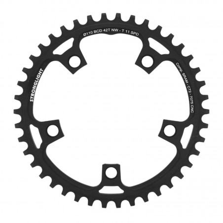 PLATEAU GRAVEL 5BRA D.110 POUR SRAM STRONGLIGHT CT2 42DTS MONO NOIR COMPATIBLE RED-FORCE-RIVAL 11V.