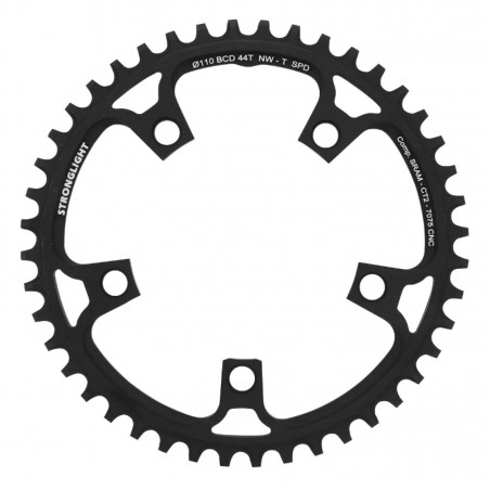 PLATEAU GRAVEL 5BRA D.110 POUR SRAM STRONGLIGHT CT2 44DTS MONO NOIR COMPATIBLE RED-FORCE-RIVAL 11V.