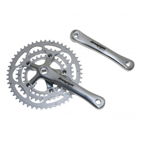 PEDALIER ROUTE STRONGLIGHT 9-10V. IMPACT TANDEM ARGENT 170mm 51-39-30 (KIT AVANT   ARRIERE) (AXE CARRE 115mm)