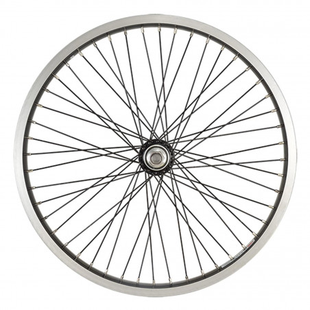 Roue bmx 20" ar ecrou axe plein jante noir as7x. moyeu axe 10mm monovitesse 48t