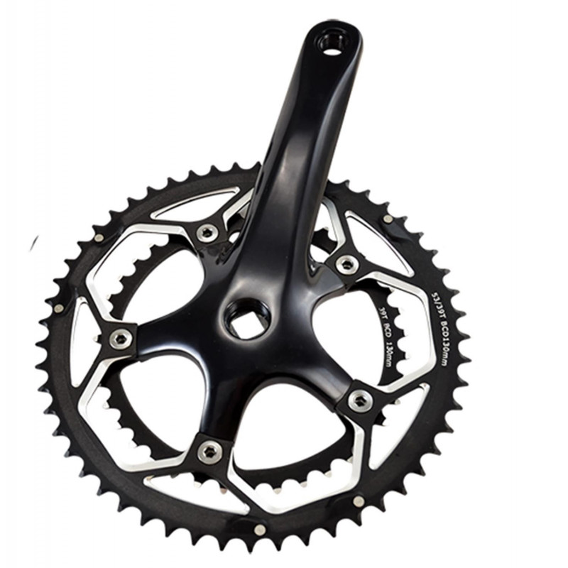 PEDALIER ROUTE DOUBLE 53-39D L170 LASCO 8/9/10V NOIR (AXE CARRE 113M)