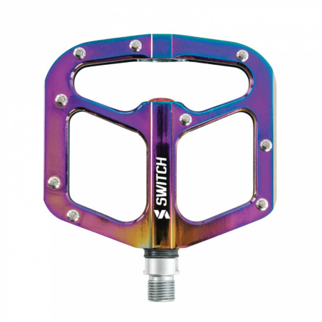 PEDALE VTT DESCENTE - BMX SWITCH GAP OIL ALU FILETAGE 9-16 AVEC PICOTS ARGENT (PAIRE)