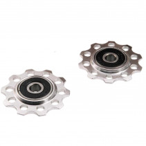 GALET DERAILLEUR OPTIMIZ 6/7/8V. ROULEMENTS ALU ARGENT (JEU)