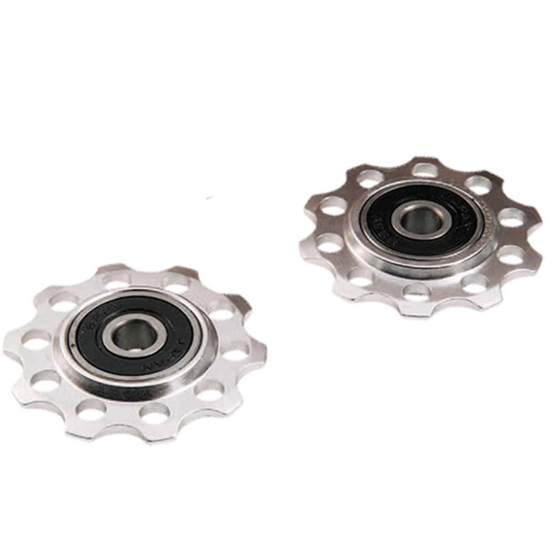 GALET DERAILLEUR OPTIMIZ 6/7/8V. ROULEMENTS ALU ARGENT (JEU)