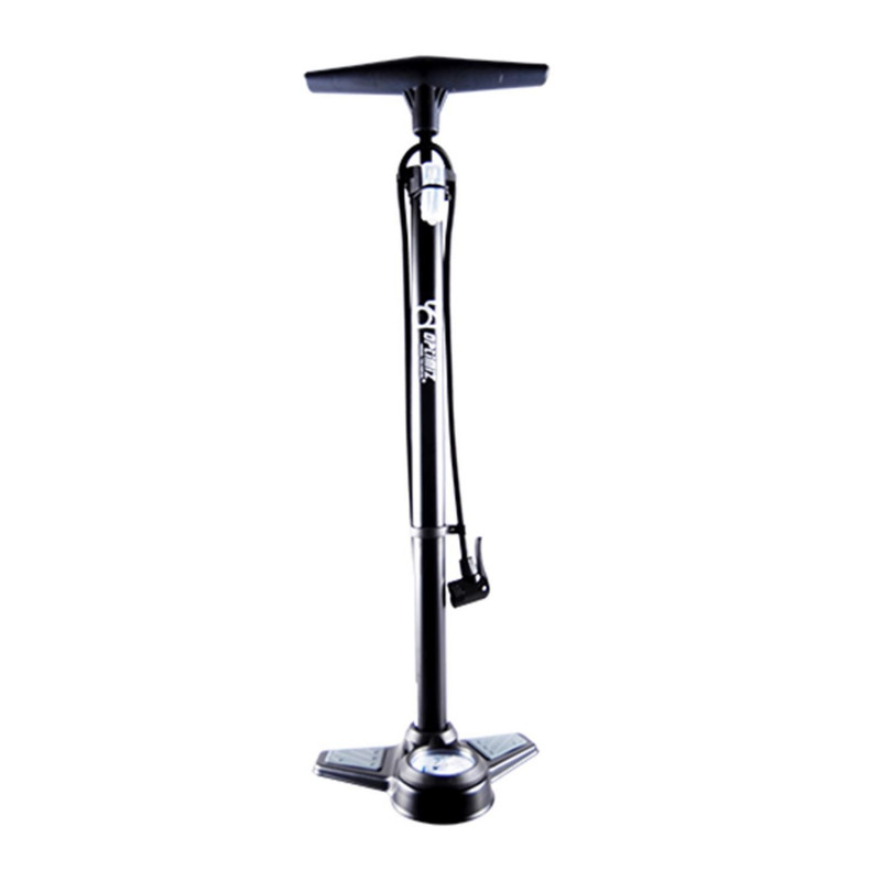 Pompe a pied optimiz acier noir mano 11 bars double tete plastique vs/vp
