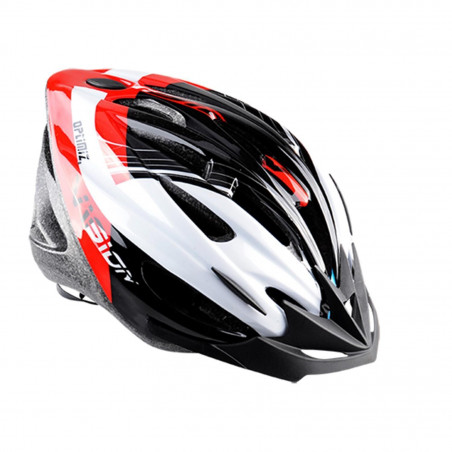 CASQUE ROUTE/VTT OPTIMIZ O300 VISION ROUGE/BLANC/NOIR VERNI AVEC REGLAGE OCCIPITAL 55/58