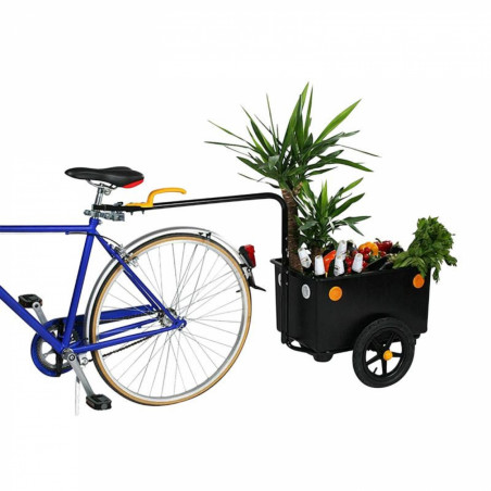 Remorque velo utilitaire maxitrailer 60l  (dimensions interieures l 60cm x l 40cm x h 21cm) avec roues  fixation tige de selle
