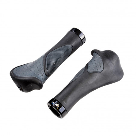 POIGNEE VELO OPTIMIZ LOCK ON SIMPLE GEL/KRATON ERGONOMIQUE NOIR/GRIS 139MM (PR)