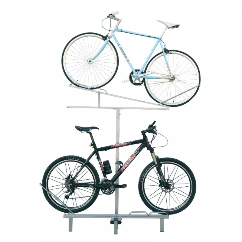 PRESENTOIR DE MAGASIN 2 VELOS SUR 2 NIVEAUX GRIS