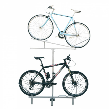 PRESENTOIR DE MAGASIN 2 VELOS SUR 2 NIVEAUX GRIS