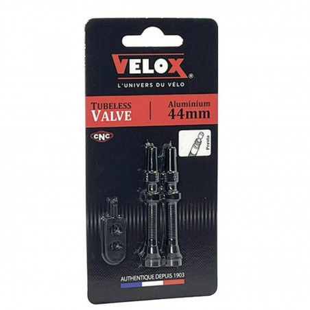 VALVE TUBELESS VELOX ALU NOIR 44MM PRESTA (X2)
