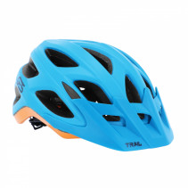 CASQUE VELO ADULTE GES VTT TRAIL BLEU-ORANGE TAILLE 58-62 AVEC VISIERE ET SYSTEM QUICK LOCK FIXATION FIDLOCK (VENDU EN BOITE)