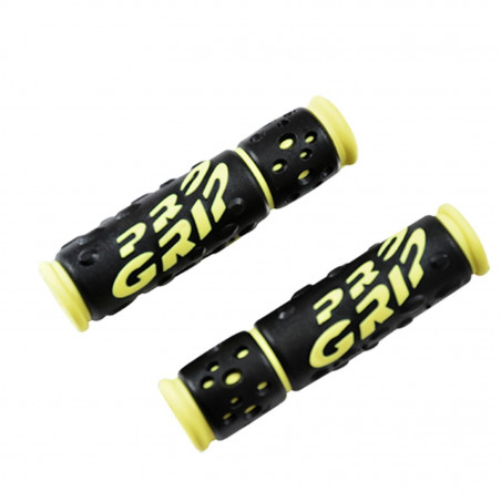 POIGNEE VELO PROGRIP 953 NOIR/JAUNE FLUO 122MM PRE DECOUPE (PR)