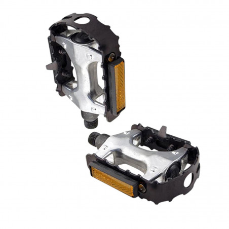 PEDALE VTT ALU OPTIMIZ NOIR D9/16 (PR) (CALE-PIEDS ADAPTABLE)
