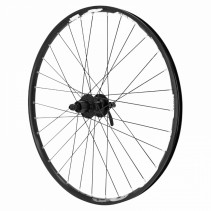 Roue vtt 26" disc karma arriere noir illet moyeu Shimano m475 6trous pour cassette Shimano-Sram 10-9-8v. noir rayons noirs -
