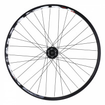 Roue vtt 26" karma disc avant noir double paroi illet moyeu Shimano m475 6 trous noir rayons noirs  32 rayons jante 21c