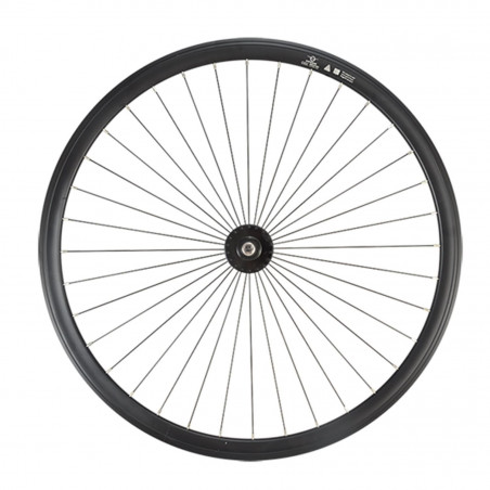 Roue fixie 700 av ecrou axe plein jante noir mach1 550. moyeu noir 32t