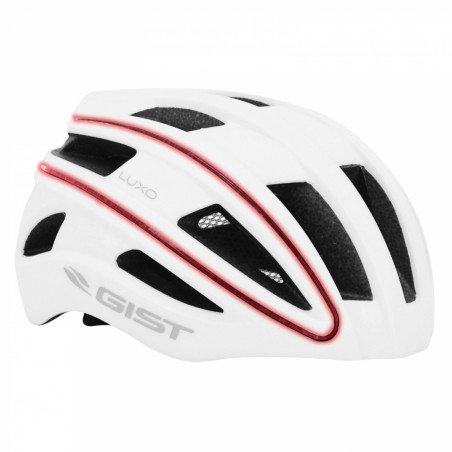 CASQUE VELO ADULTE GIST URBAIN LUXO BLANC IN-MOLD AVEC ECLAIRAGE 360° TAILLE 52-58 REGLAGE MOLETTE