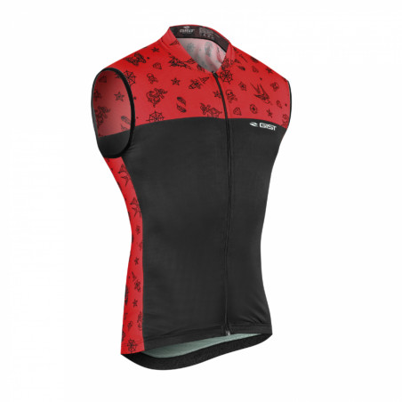 MAILLOT GIST HOMME TATTOO SANS MANCHES ZIP TOTAL NOIR-ROUGE   S    -5356