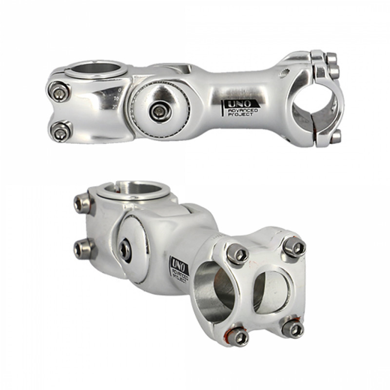 POTENCE REGLABLE AHEAD SET 1" 1"1/8 L110 UNO ALU ARGENT 0 A 60° (CINTRE 25.4)