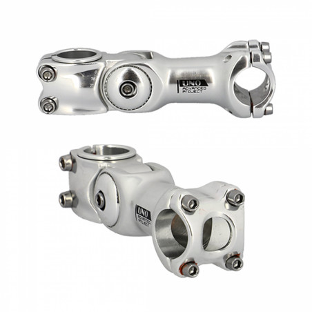 POTENCE REGLABLE AHEAD SET 1" 1"1/8 L110 UNO ALU ARGENT 0 A 60° (CINTRE 25.4)