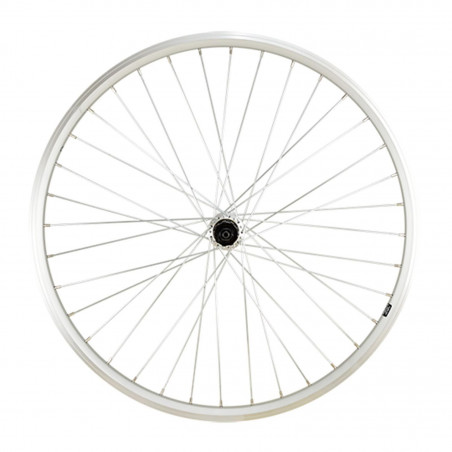 Roue vtt 26" ar blocage k7 jante argent mach1 er10 moy.shim tx500 v-brake 8/9/10v