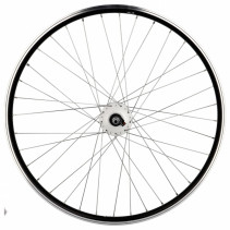 Roue vtt 27.5" av ecrou axe plein jante noir mach1 er 10 moyeu Shimano dynamo 6v 2.4w