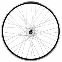 Roue vtt 27.5" av ecrou axe plein jante noir mach1 er 10 moyeu Shimano dynamo 6v 3.0w