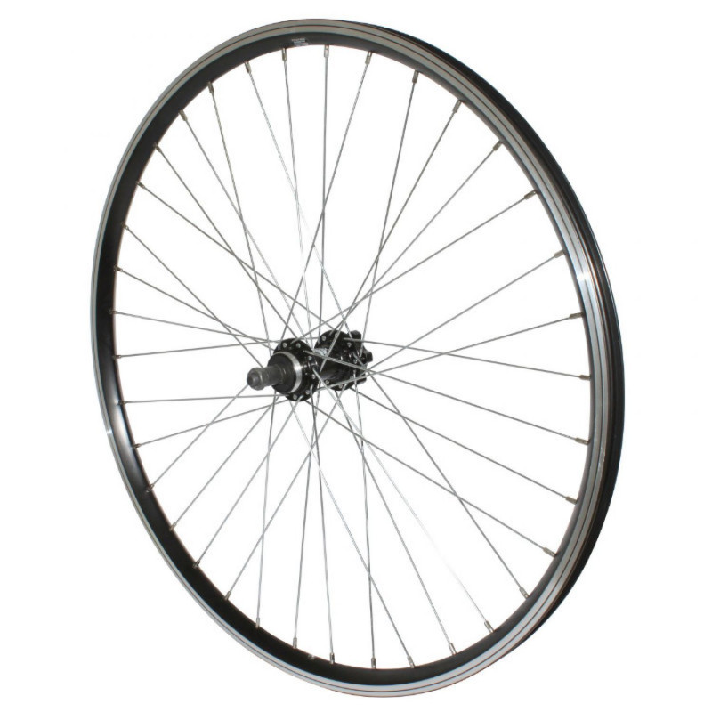 Roue vtt 26" p2r disc 6trous arriere alu noire double paroi moy 36rayons alu disque roue libre 8-7-6v.