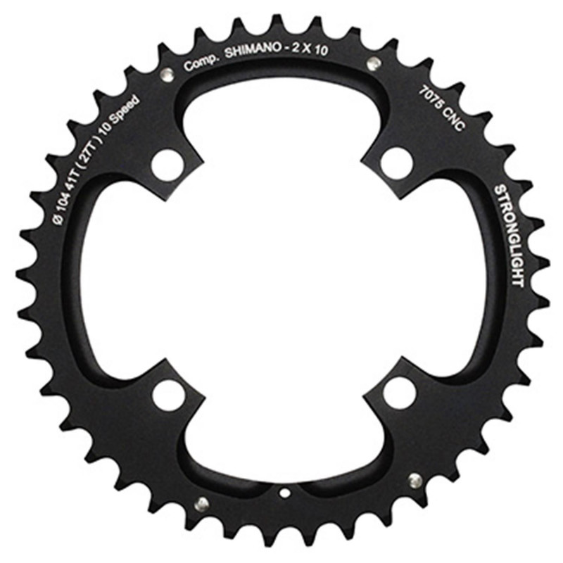 PLATEAU VTT 4BRA D.104 POUR SHIMANO STRONGLIGHT DOUBLE 41DTS EXTERIEUR NOIR 2x10V. (SAUF XT-XTR) NON FILETE 10V. - EPAISSEUR 5mm