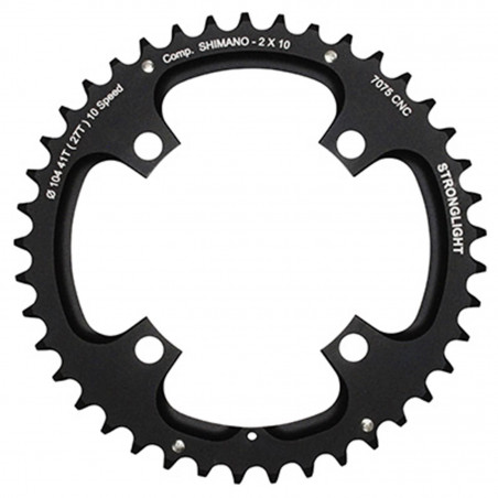 PLATEAU VTT 4BRA D.104 POUR SHIMANO STRONGLIGHT DOUBLE 41DTS EXTERIEUR NOIR 2x10V. (SAUF XT-XTR) NON FILETE 10V. - EPAISSEUR 5mm