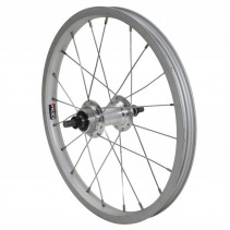 Roue vtt 16" arriere 16x1,75 alu moy acier axe plein rl 1v. (vendu sans ecrou 9x100)
