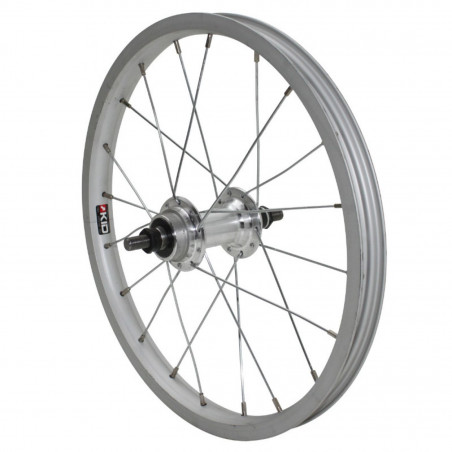 Roue vtt 16" arriere 16x1,75 alu moy acier axe plein rl 1v. (vendu sans ecrou 9x100)