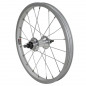 Roue vtt 16" arriere 16x1,75 alu moy acier axe plein rl 1v. (vendu sans ecrou 9x100)