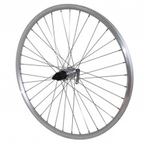 Roue vtt 26" er10 arriere argent double paroi moyeu alu blocage pour cassette Shimano-Sram 9-8v.