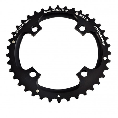 PLATEAU VTT DOUBLE DIAM 104 EXT. 38DTS NOIR 4BR. ALU 7075 STRONG 10V SRAM (PLATEAU FILETE)