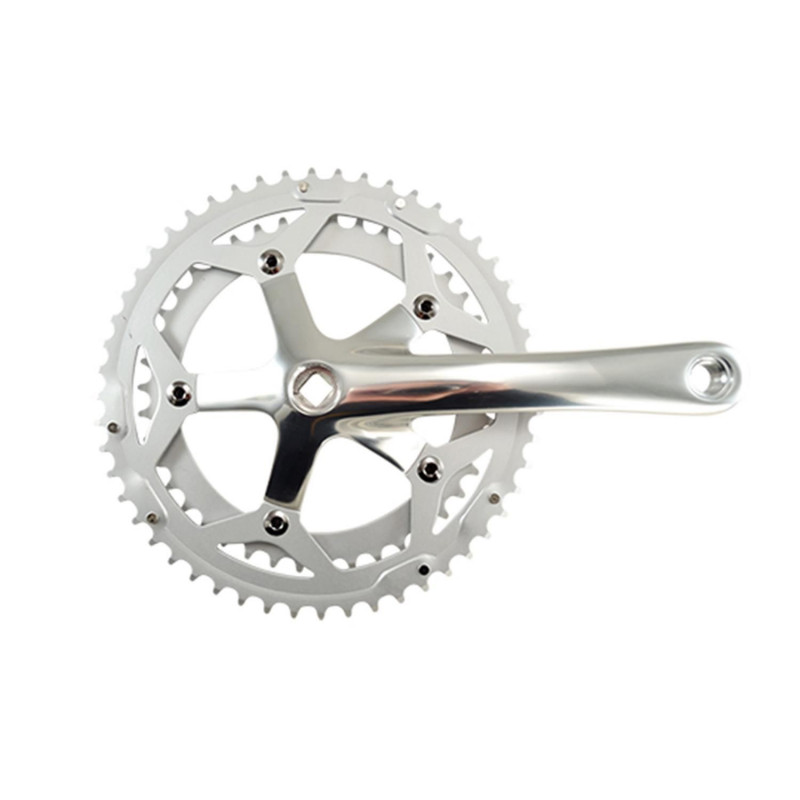 PEDALIER ROUTE DOUBLE 52-42D L170 LASCO ARGENT 8/9/10V (AXE CARRE 113)