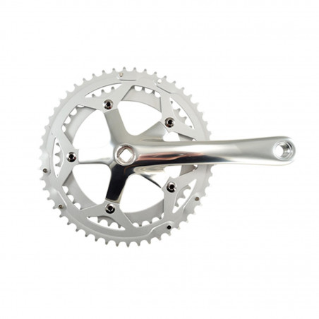 PEDALIER ROUTE DOUBLE 52-42D L170 LASCO ARGENT 8/9/10V (AXE CARRE 113)