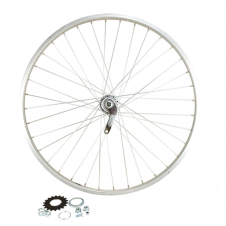Roue vtt 26" ar ecrou. axe plein jante alu mach1. moy. velosteel coaster 18t retropedalage