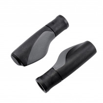POIGNEE VELO OPTIMIZ CAOUTCHOUC RUBBER ERGONOMIQUE NOIR/GRIS AVEC BOUCHON 128MM (PR)