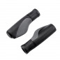 POIGNEE VELO OPTIMIZ CAOUTCHOUC RUBBER ERGONOMIQUE NOIR/GRIS AVEC BOUCHON 128MM (PR)