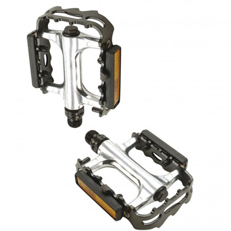PEDALE VTT/ROUTE ALU OPTIMIZ CAGE CORPS NOIR AVEC ROULEMENT (PR) (CALE-PIEDS ADAPTABLE