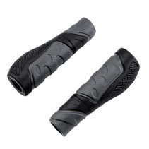 POIGNEE VELO OPTIMIZ CAOUTCHOUC RUBBER ERGONOMIQUE NOIR/GRIS AVEC BOUCHON 128MM (PR)