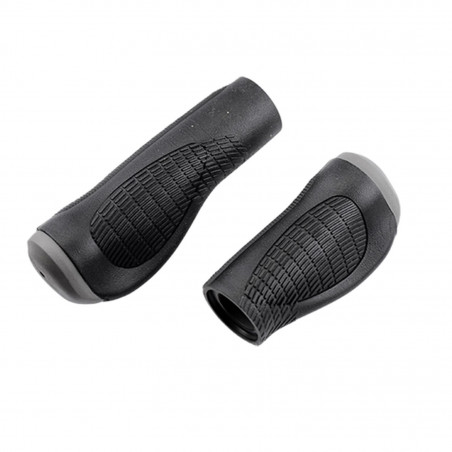 POIGNEE VELO OPTIMIZ CAOUTCHOUC RUBBER ERGONOMIQUE NOIR/GRIS 125MM/90MM (PR)